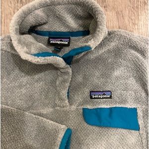 ⚪️⚪️SUPER COZY WOMEN'S SNAP-T FLEECE PULLOVER -GRAY WITH TEAL TRIM 🧿🧿